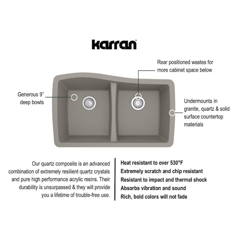 Karran Undermount Quartz Double Bowl Kitchen Sink