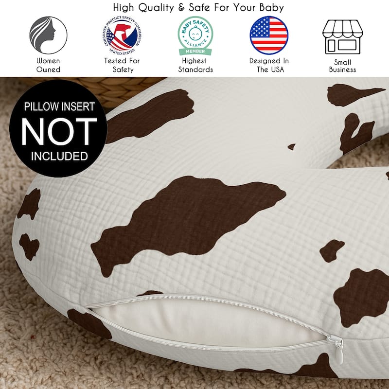 Sweet Jojo Designs Western Cow Print Boy, Girl, Gender Neutral 100% Cotton Muslin Nursing Pillow Cover Case - Country, Wild West