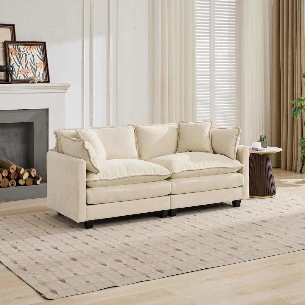 Cloud Sofa LoveSeat (Ottoman is not included), Modern Sectional Couch, Comfy Double Layer Upholstered Seat Cushion