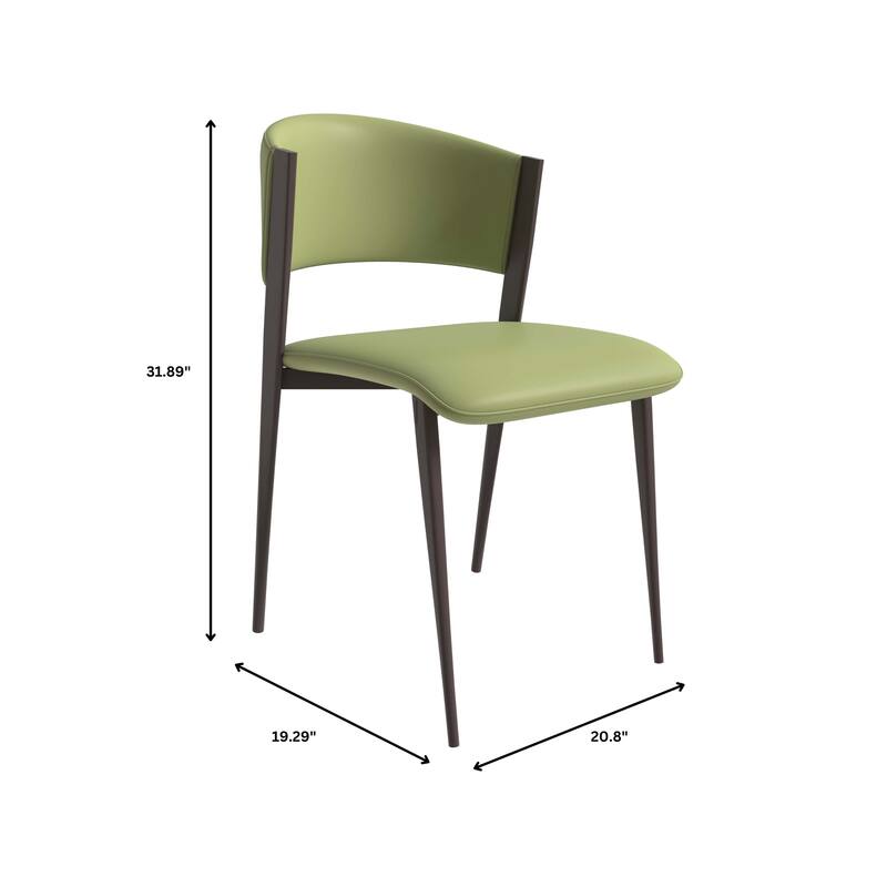 Aspen Dining Chair with Leather Seat in Black Metal by LeisureMod