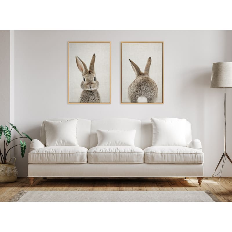 Kate and Laurel Sylvie Bunny Portrait Canvas Art Set by Amy Peterson