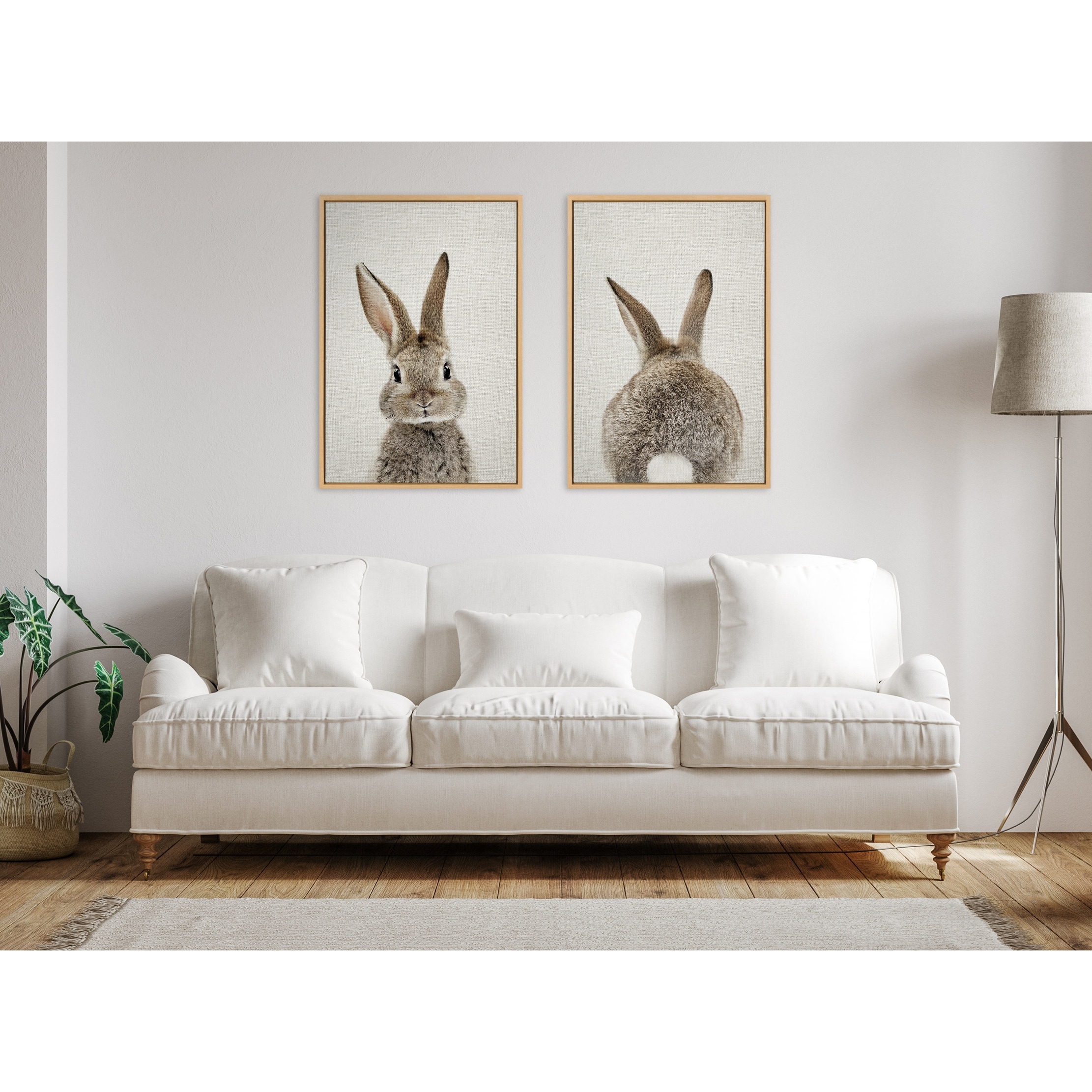 Kate and Laurel Sylvie Bunny Portrait Canvas Art Set by Amy Peterson