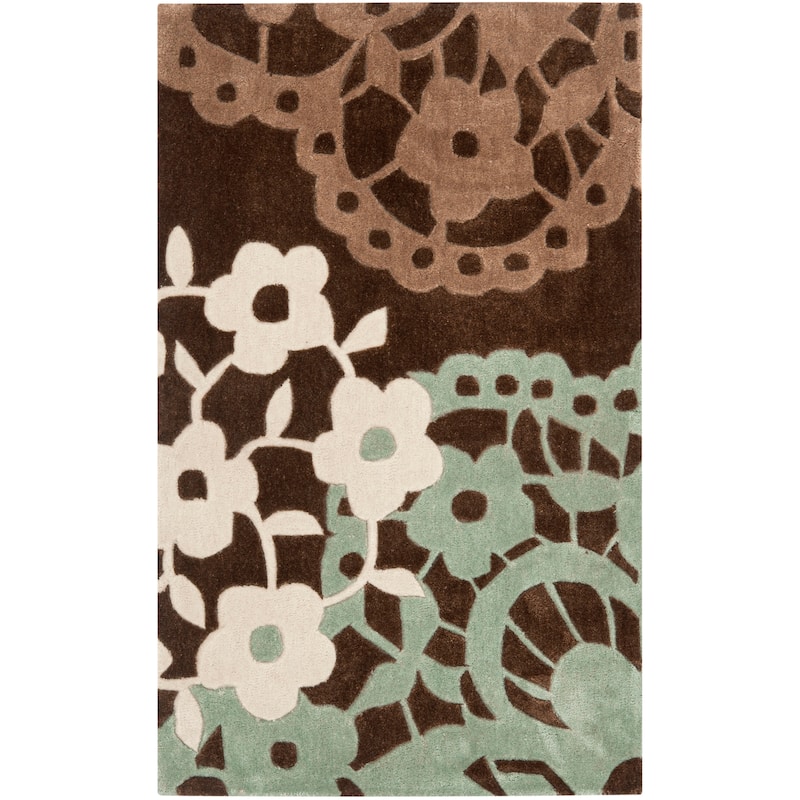 SAFAVIEH Handmade Modern Art Neetu Modern Polyester Rug - 2'6" x 4' - Brown/Multi