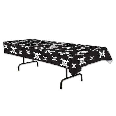 Club 12 Black White Jolly Roger Printed Pirate Party Table Covers 108"