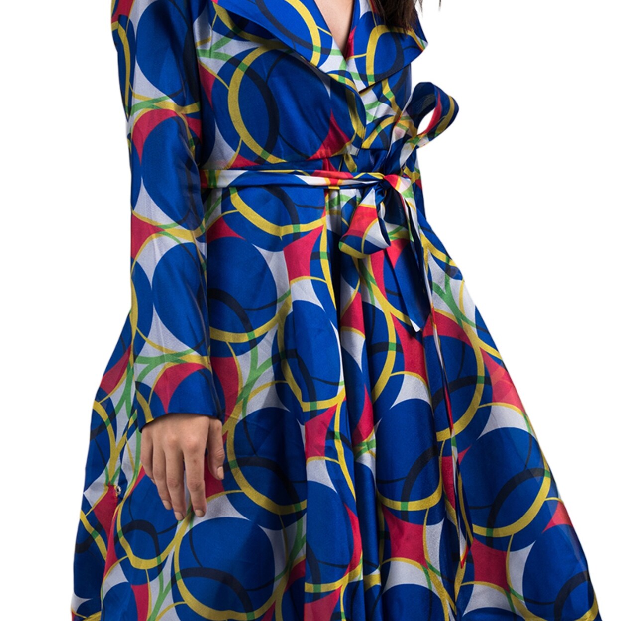 Shop Akira Women S Bold Color Geo Print Big Lapels A Line Flare