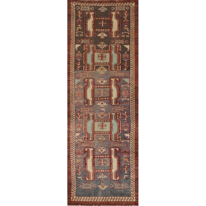 Tribal Ardebil Persian Vintage Runner Rug Handmade Wool Carpet - 2'5" x 9'6"