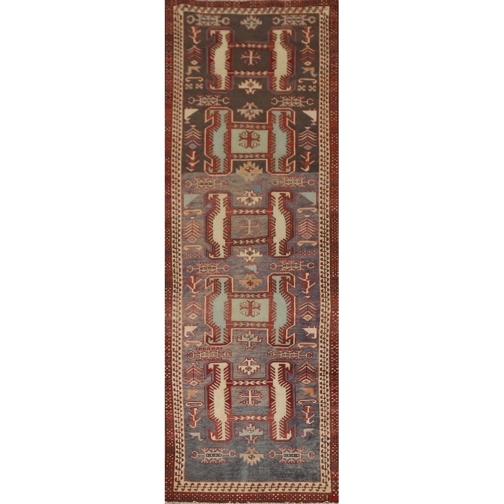 Tribal Ardebil Persian Vintage Runner Rug Handmade Wool Carpet - 2'5" x 9'6"