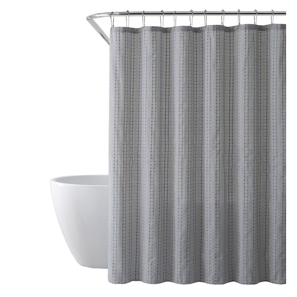 Solid Color Shower Curtain With Stitched Line Design Bed Bath