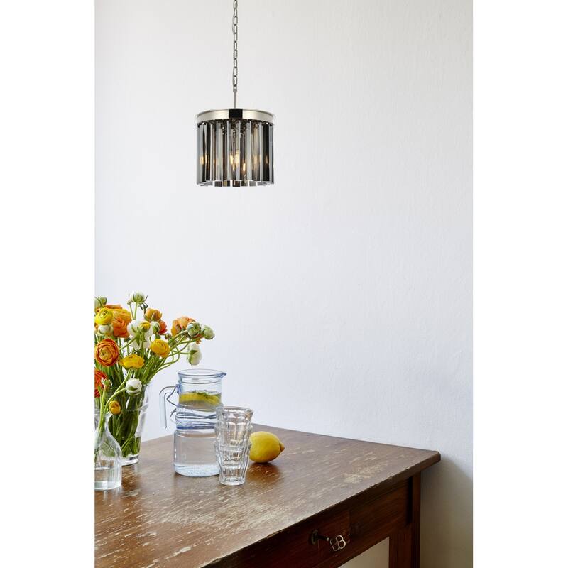 Elegant Lighting 1208D12-SS/RC Sydney 3 Light 12" Wide Crystal Pendant