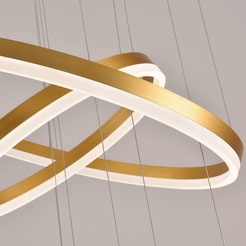 Modern 8 Ring Led Chandelier, Foyer Chandeliers, Large Chandeliers for High Ceilings