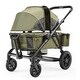 preview thumbnail 1 of 1, Carbon Steel All-Terrain Stroller Wagon Foldable Twin with Canopy and Tray - 47.2” L x 27.2” W x 42.1” H