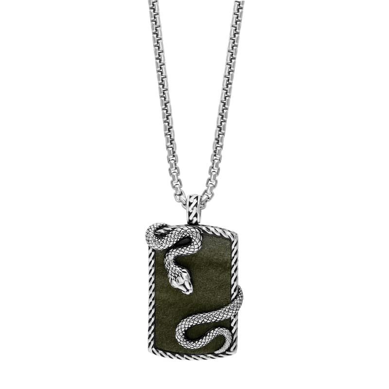 EFFY Men's 925 Sterling Silver Obsidian Pendant Necklace