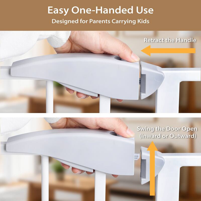 Anmytek Pressure Mounted Metal Safety Gate Auto Close White for Doorways Stairs Baby Pet 29 34 Inch Adjustable