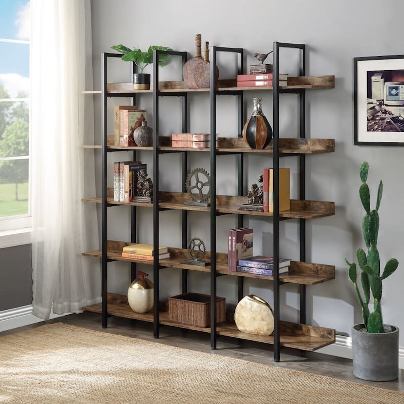 Merax Vintage Industrial 5 Tier Bookcase with Open Shelves