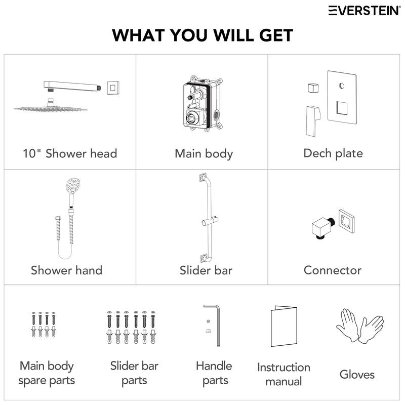 Pressure-Balanced Shower System ,10-Inch Rainfall Shower Faucet with 3-Function Handheld Shower