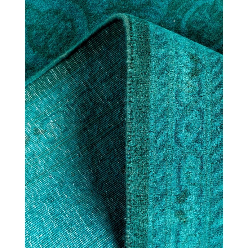 Overton Hand Knotted Wool Vintage Inspired Modern Contemporary Overdyed Blue Runner Rug - 2' 7" x 21' 0"