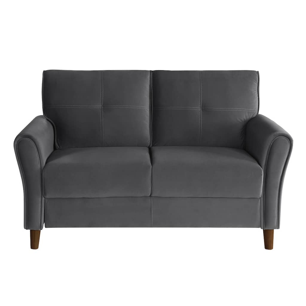 Ynes Gray Velvet Love Seat
