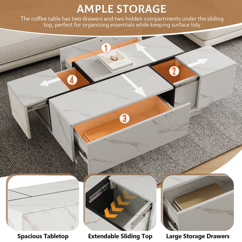 Rectangular Sliding Top Coffee Table