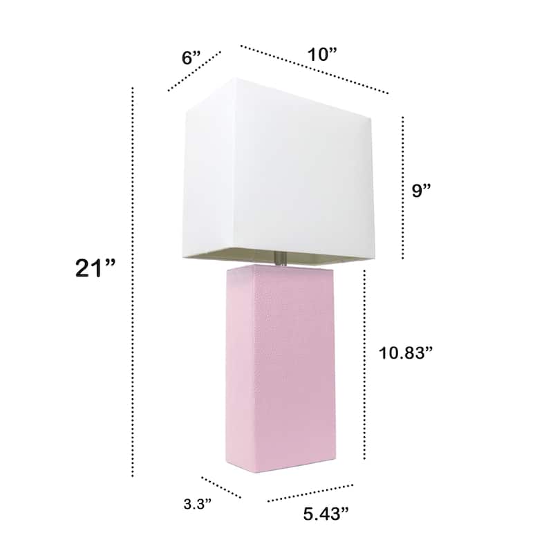 Leather Table Lamp with White Fabric Shade
