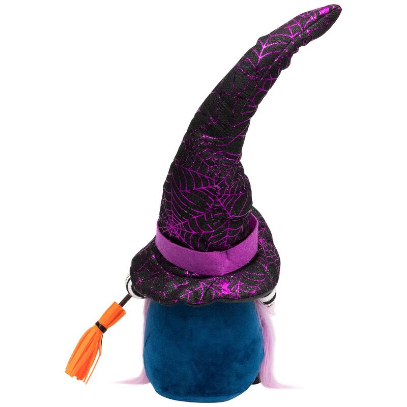 Gnome Witch with Broom and Pointy Hat Halloween Figure - 14"