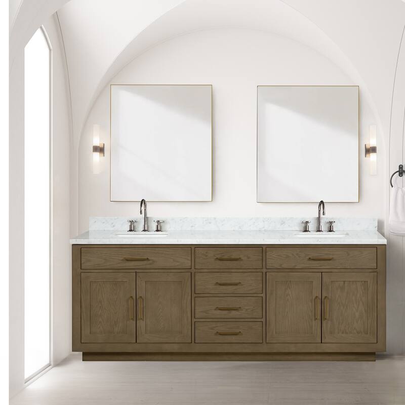 Lexora Abbey Bath Vanity and Carrara Marble Top