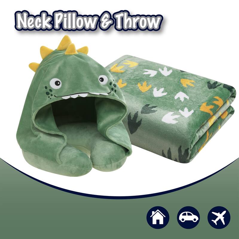 3D Animal Neck Pillow and Throw Set for Kids