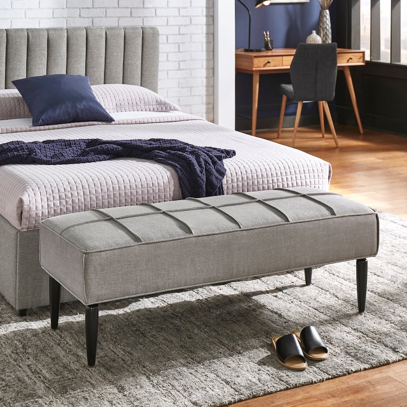 Cassian Black Finish Linen Upholstered Bench by iNSPIRE Q Modern