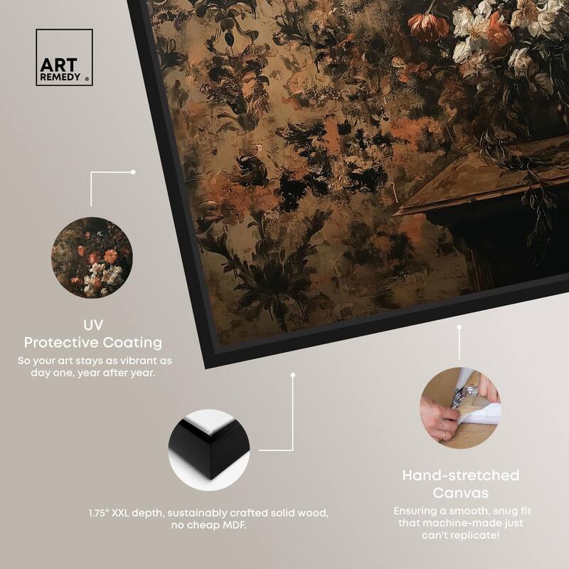 Dark Floral Elegance Canvas by Art Remedy