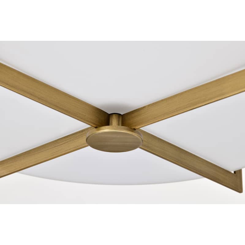 Roselle - 15 Inch Flush Mount - Natural Brass with White Glass - Natural Brass