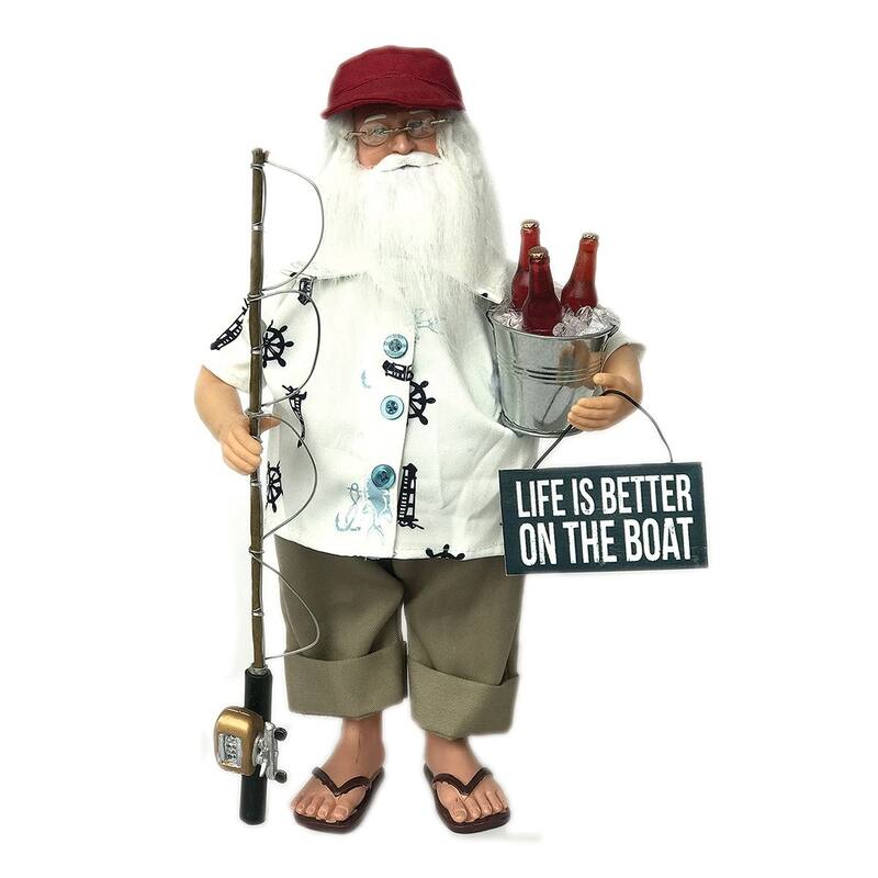16" White Classic Life is Better on the Boat Santa Christmas Figure