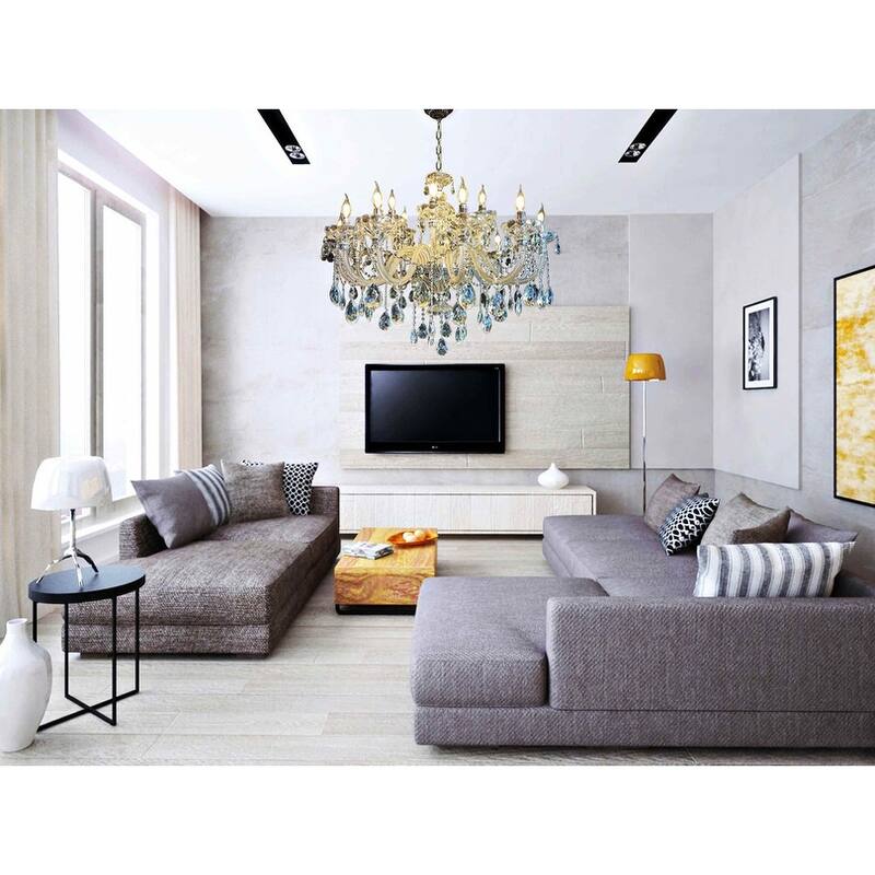 Crystal Chandelier 40" Wide 18-Lights Chrome