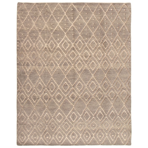 slide 1 of 9, ECARPETGALLERY Hand-knotted Tangier Grey Wool Rug - 8'0 x 10'0 Grey - 8'0 x 10'0