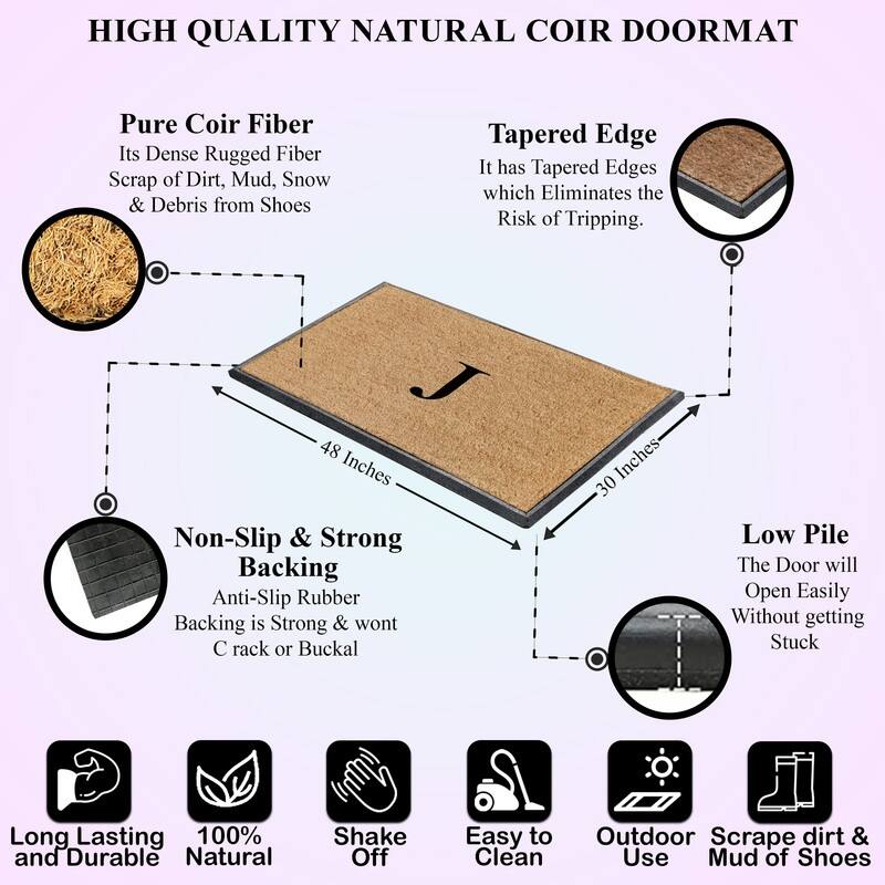 A1HC Rubber and Coir Molded Double Monogrammed Door Mat 30"x48"