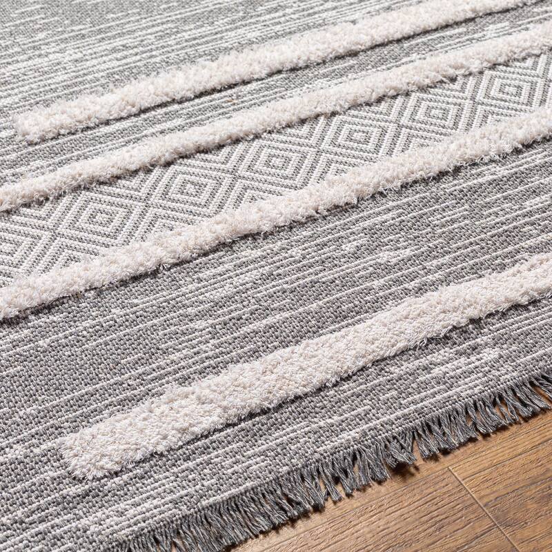 Livabliss Morocotton Striped & Checkered Cotton Area Rug