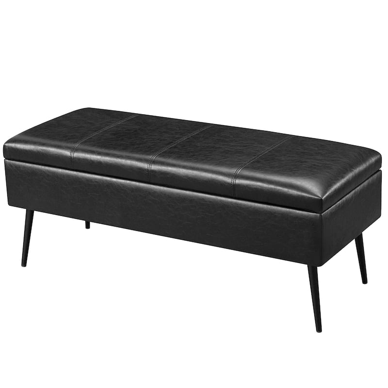 Adeco 42" Faux Leather Storage Bench with Lift-Top Lid
