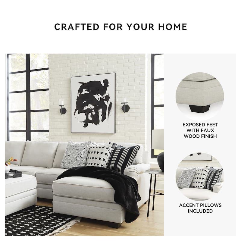 Signature Design by Ashley Huntsworth Dove Gray 5-Piece Sectional with Chaise - 155"W x 99"D x 38"H