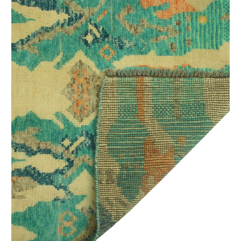 Balochi Bahriye Ivory/Turquoise Rug - 2'11" x 5'0"