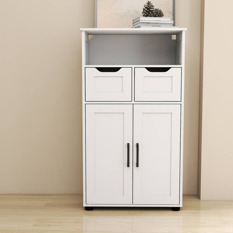 Farmhouse Storage Cabinet ,Versatile Double-Door Storage Cabinet with Adjustable Shelves - White