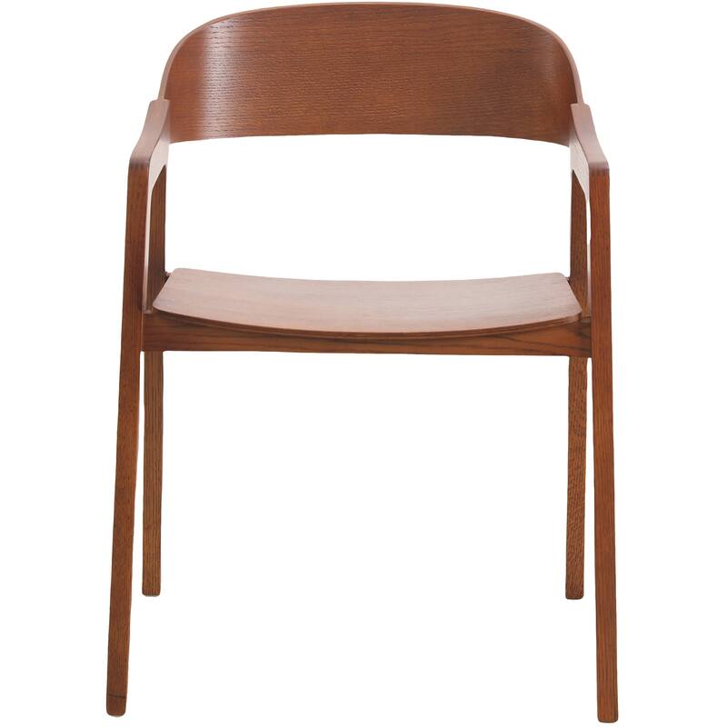 Dining Chair in Oak Wood with Open Back Design and Armrests Set of 2 Rivo Series