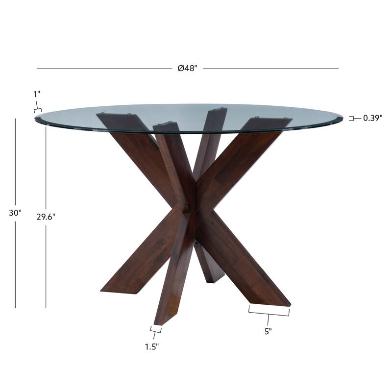 Linon Allard X-base Round Glass Dining Table (Table Only)