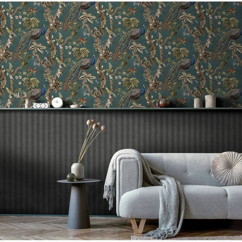 Cassia Peacock Non-Pasted Wallpaper - Covers 56 Square Feet