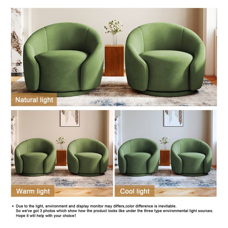 35" Wide Upholstered Swivel Accent Barrel Chairs (Set of 2)