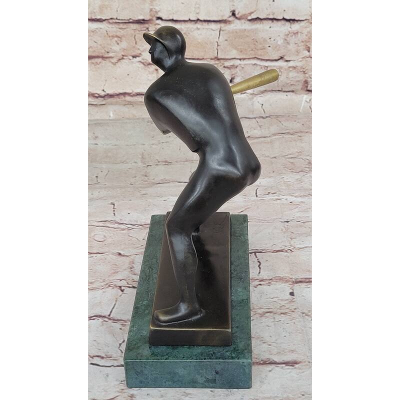 Signed Original Mario Nick Abstract Mid Century Baseball Player Bronze Sculpture