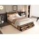preview thumbnail 1 of 6, Queen Platform Bed Frame with 8 Spacious Storage Drawers, LED Headboard Featuring Charging Station with USB Black+Brown - Queen