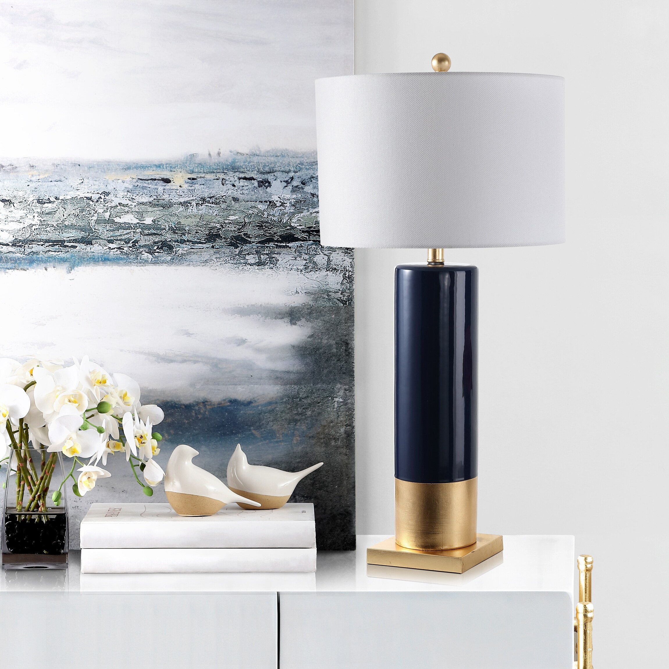navy gold table lamp