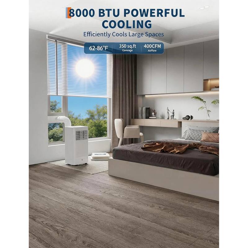 8000 BTU Portable Air Conditioner, up to 350 Sq.Ft.