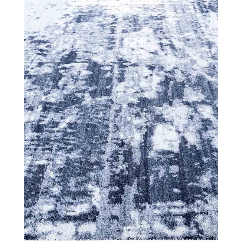 Modern One-of-a-Kind Hand-Knotted Area Rug, Blue - 8' 2" x 9' 10"