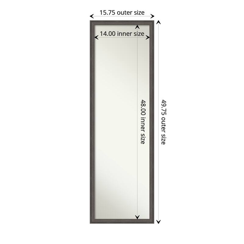 Florence Non-Beveled Framed Full-Length On the Door Mirror - Glass Size 14x48 - Florence Pewter