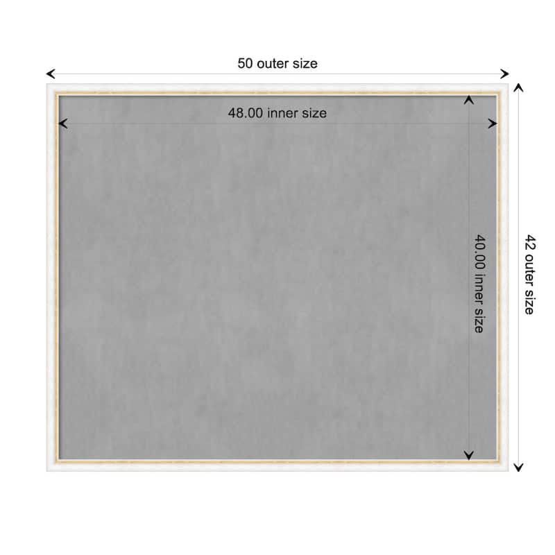 Amanti Art Morgan White Gold Framed Magnetic Board - Board Size 48x40
