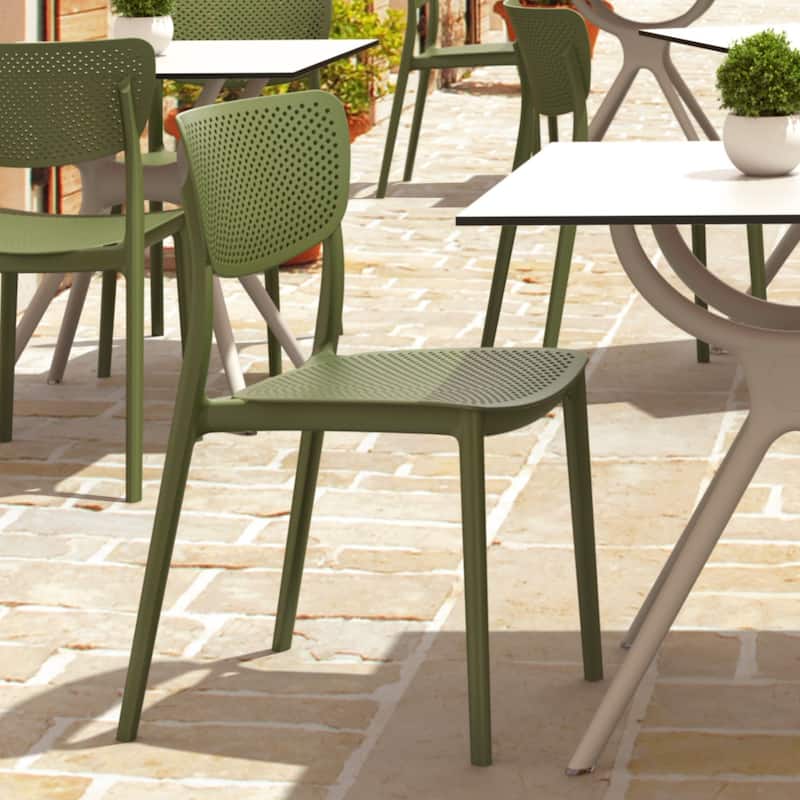 33" Olive Green Stackable Patio Dining Chair
